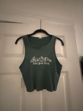 Garage Forest Green Ribbed NY Graphic Tank